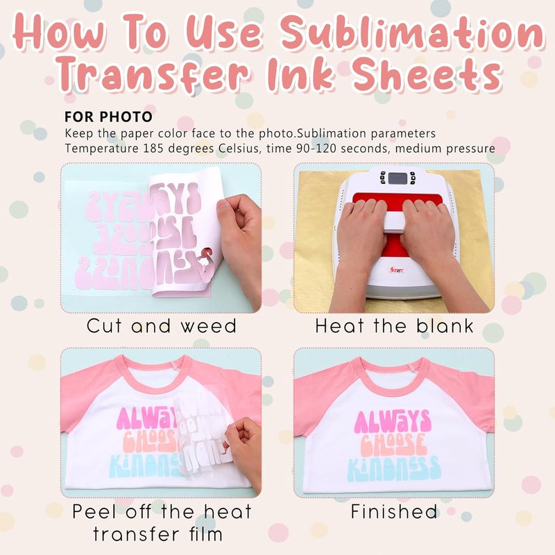 Tintnut Boho Sublimation Transfer Sheets - 20 Sheets 12inches x10inches, Pastel Color Sublimation Transfer Paper Bundle Compatible with Cricut for DIY Mugs, Tumblers, Key Chain - Image 4